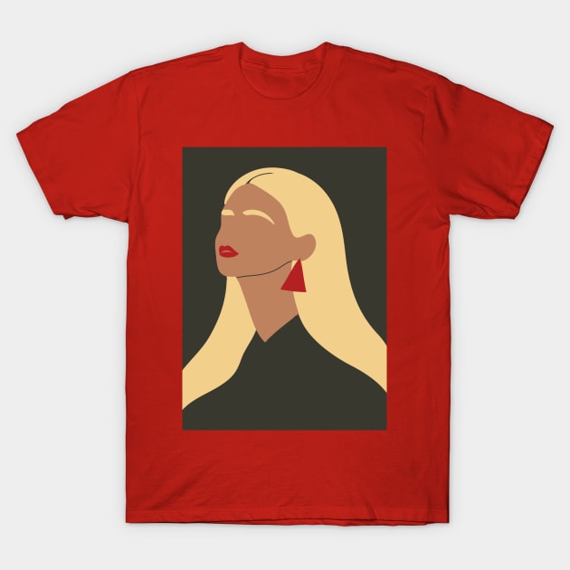 Minimalistic Woman Portrait T-Shirt by waltzart